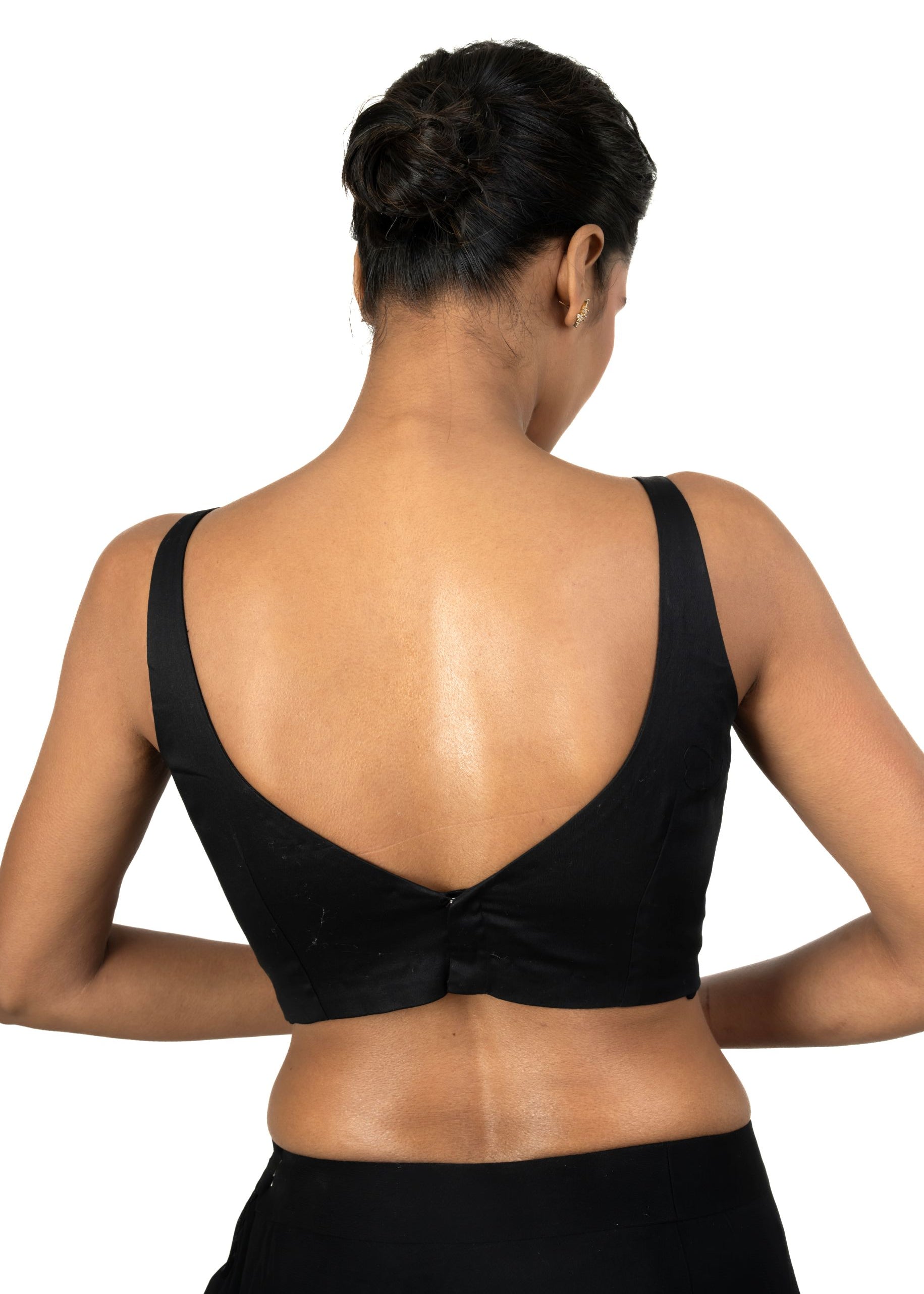 Black Sweetheart necline Blouse With U Back Clouser - image 4