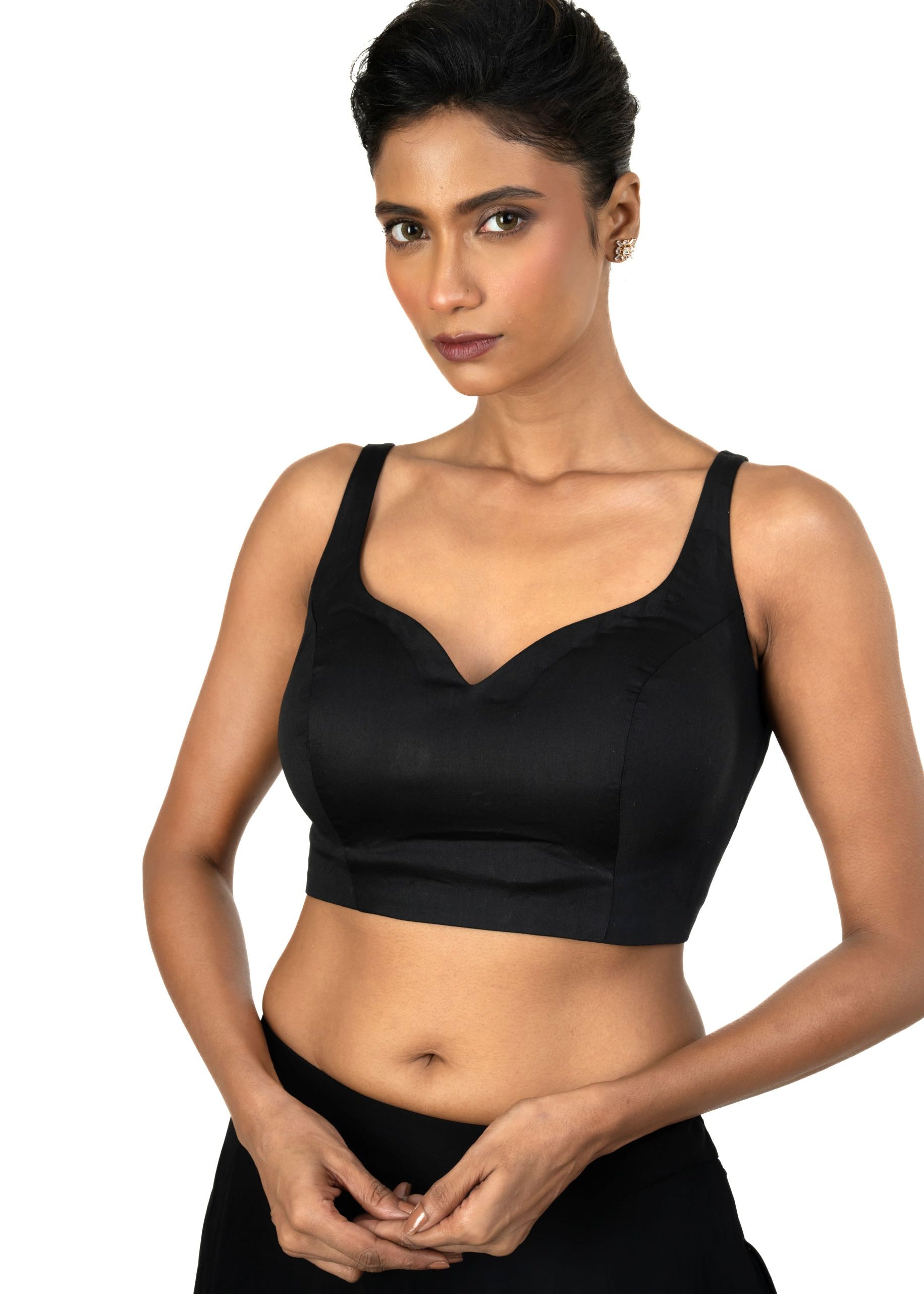 Black Sweetheart necline Blouse With U Back Clouser - image 2