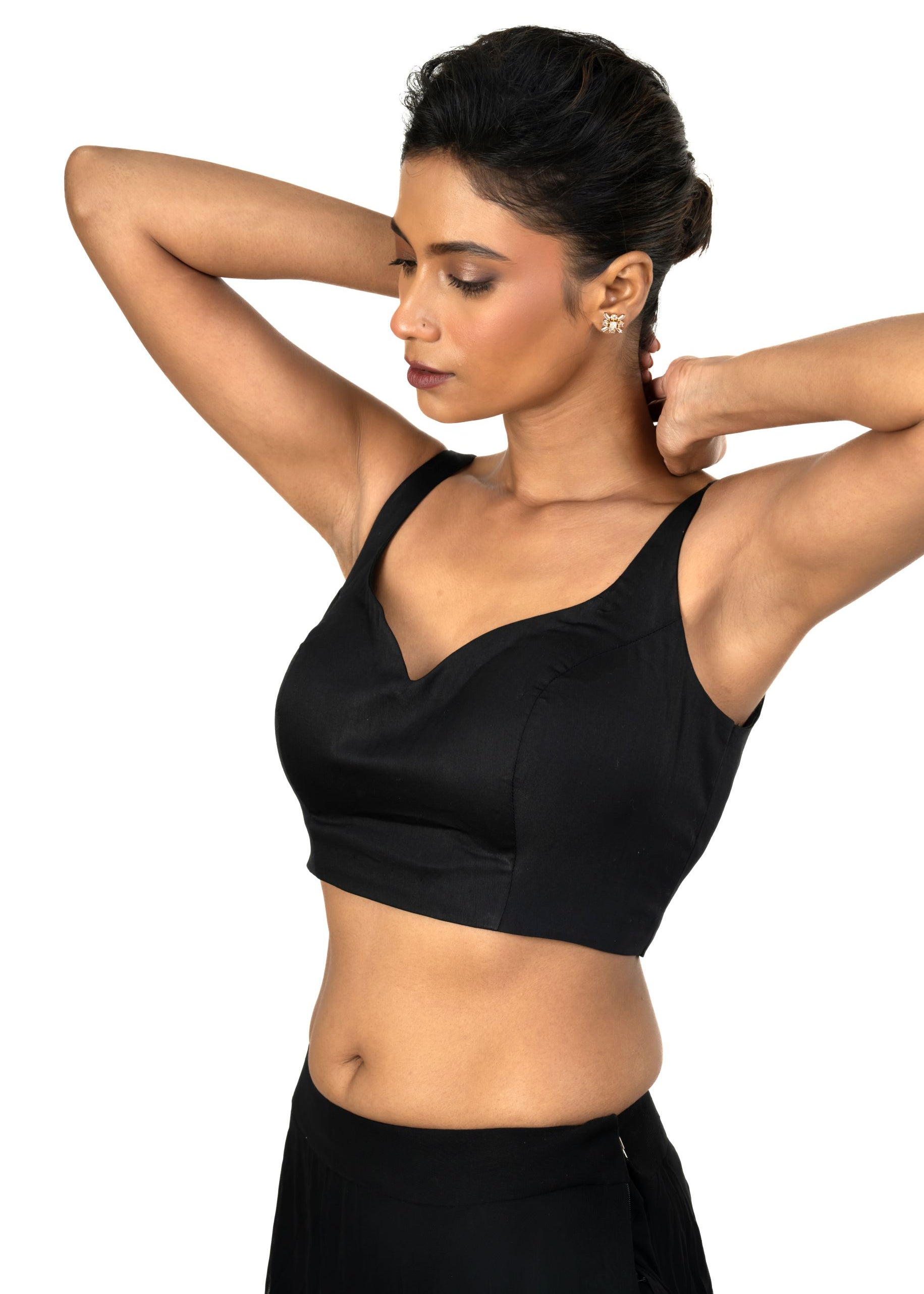 Black Sweetheart necline Blouse With U Back Clouser - image 3