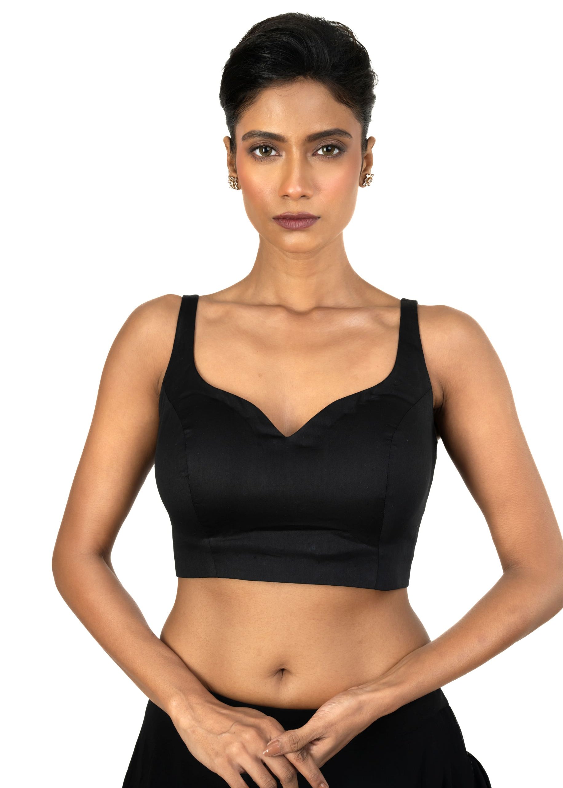 Black Sweetheart necline Blouse With U Back Clouser - image 1