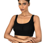 Black Broad U Neckline Sleeveless Blouse - image 2