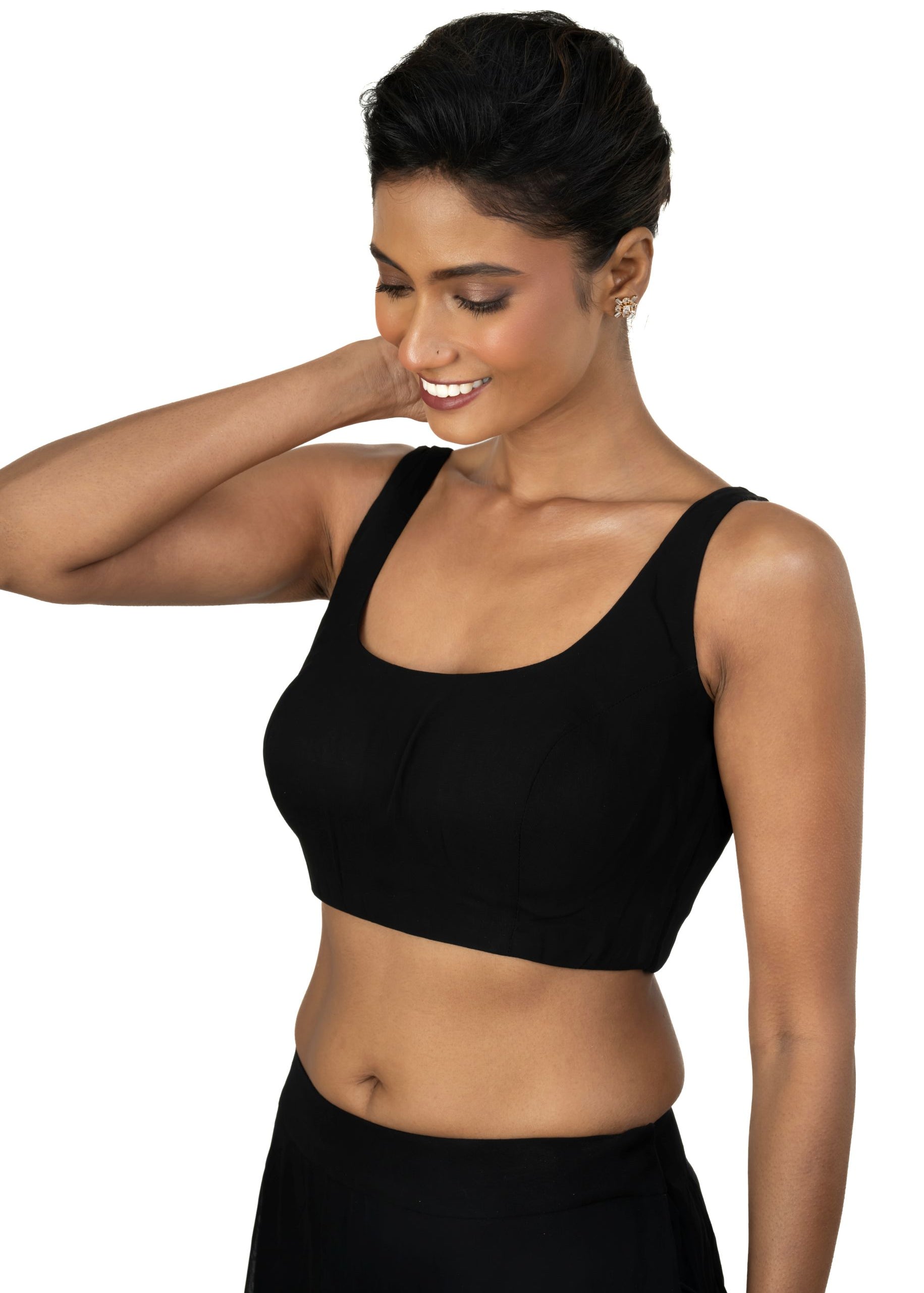 Black Broad U Neckline Sleeveless Blouse - image 3