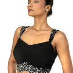 Black Sequin Sleeveless Blouse with Sweet Heart Neckline - image 3