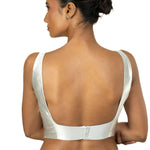 Silver Tissue Silk Blouse with Square Neckline with Back Closer - image 4