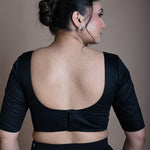 Back Half Sleeve Blouse in Cotton with Sweetheart Neckline - Anvi Couture