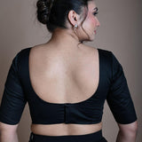 Back Half Sleeve Blouse in Cotton with Sweetheart Neckline - Anvi Couture