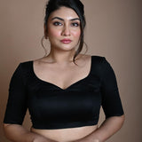 Back Half Sleeve Blouse in Cotton with Sweetheart Neckline - Anvi Couture