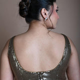 Gold Sleeveless Sequin Blouse with U - Neckline - Anvi Couture