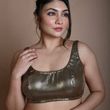 Gold Sleeveless Sequin Blouse with U - Neckline - Anvi Couture