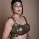 Gold Sleeveless Sequin Blouse with U - Neckline - Anvi Couture