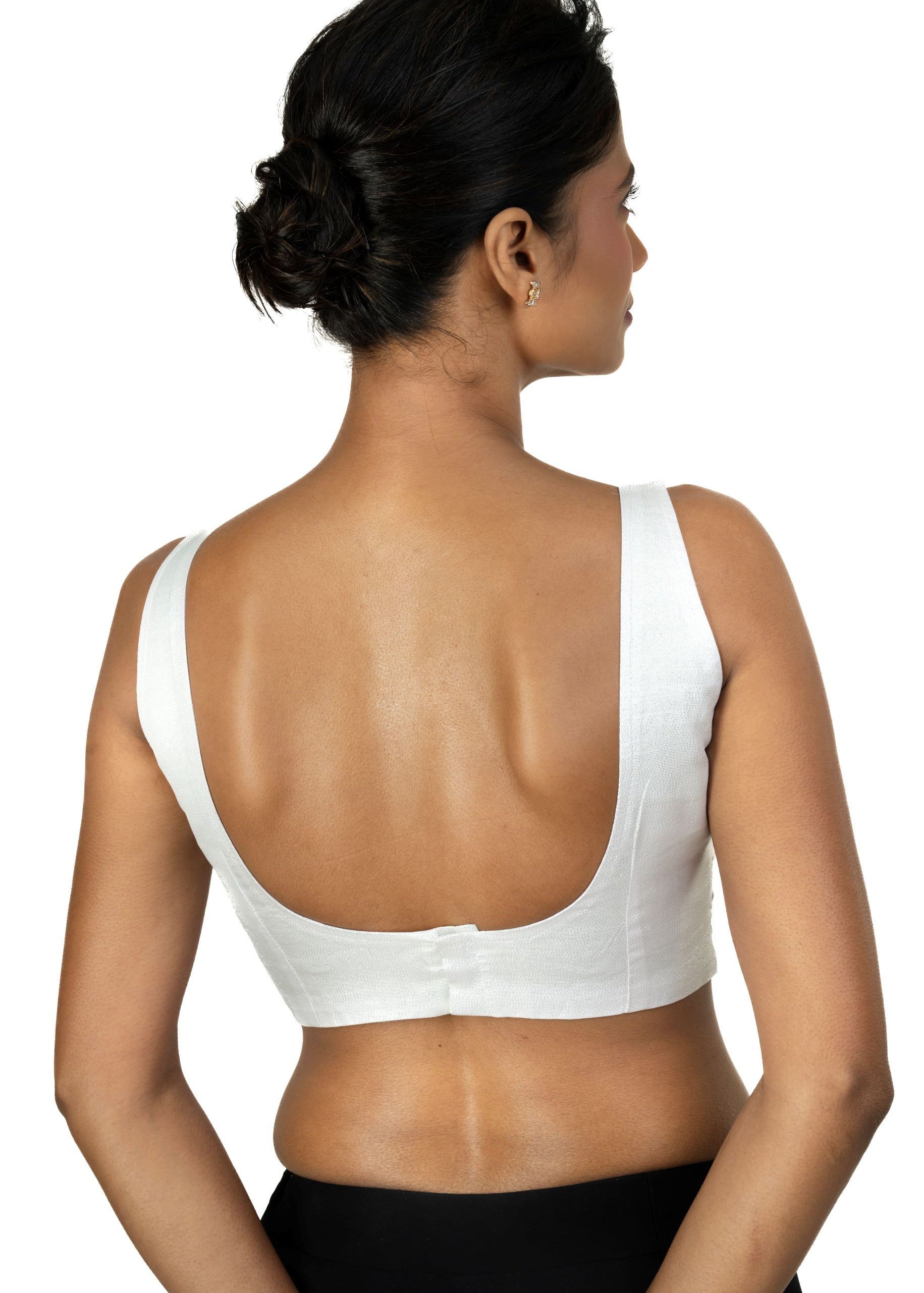 Silver U Neckline Sleeveless Blouse with Back Closer
 image-2