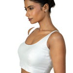 Silver U Neckline Sleeveless Blouse with Back Closer
 image-3