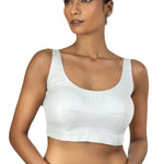 Silver U Neckline Sleeveless Blouse with Back Closer
 image-4
