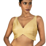 Golden Sleeveless Blouse with Sweet Heart Neck Line - image 1