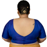 Blue Plus Size Sweet Heart Neckline Blouse with Elbow Sleeves - Anvi Couture