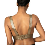 Antique Gold Sequin Plunging V Neck Sleeveless Blouse - image 4