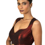 Maroon Sleeveless Tissue Blouse with Sweetheart Neckline - image 3