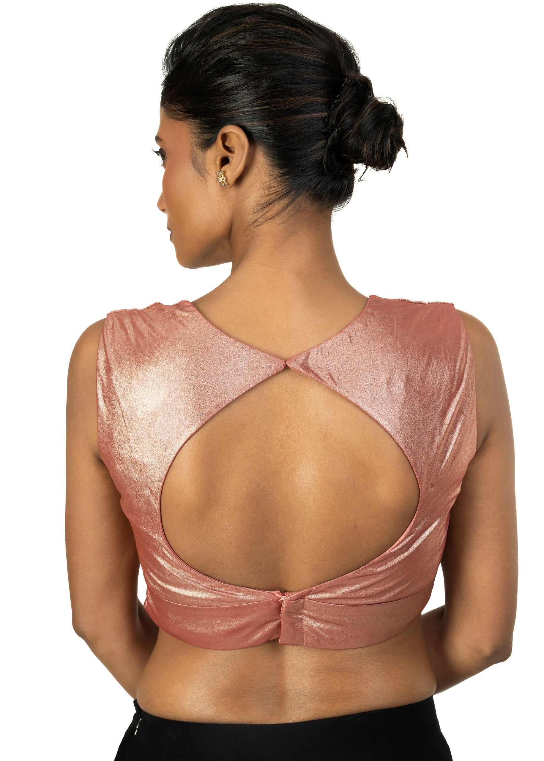 Peach Sleeveless Tissue Blouse with Sweetheart Neckline - image 4