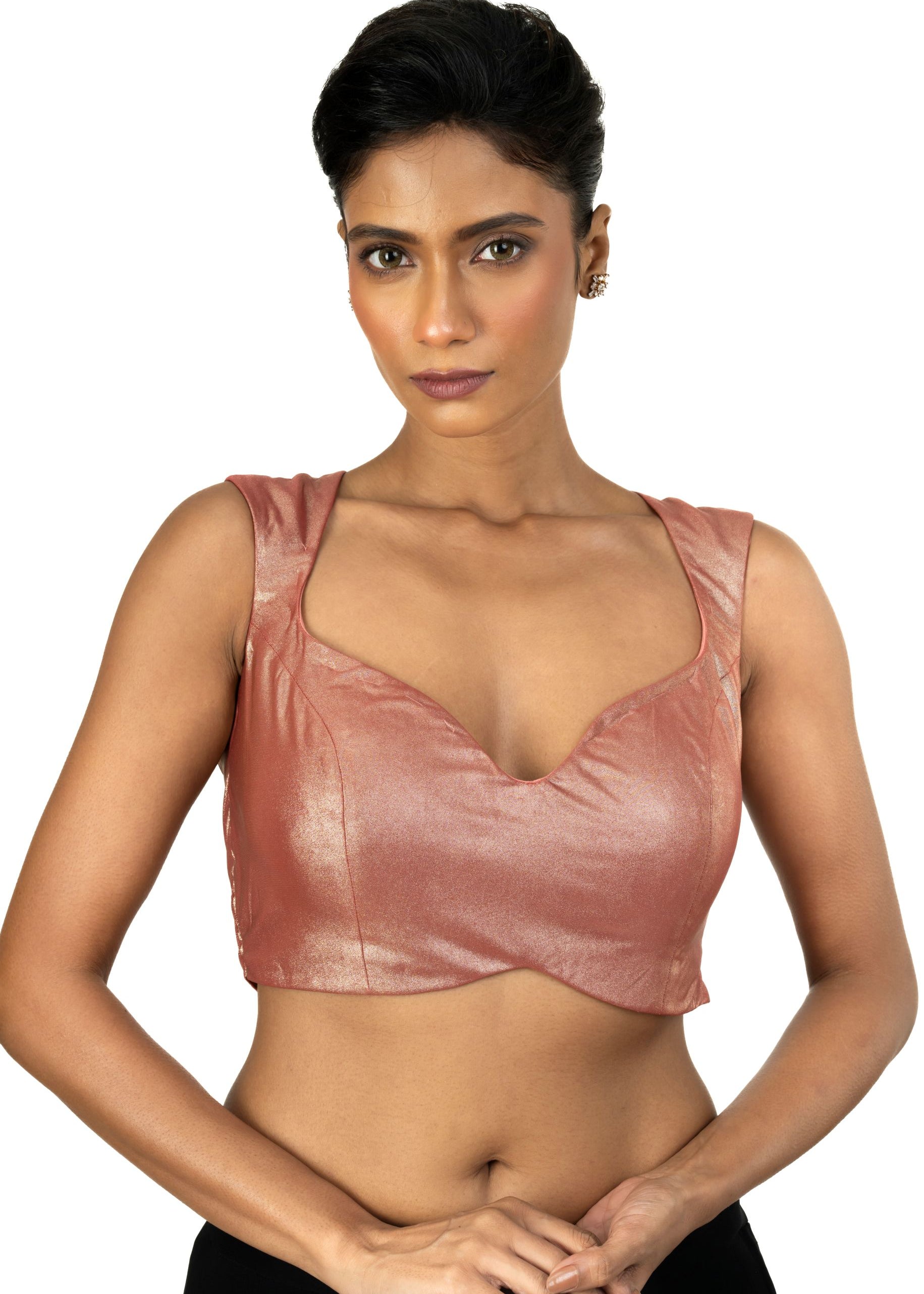 Peach Sleeveless Tissue Blouse with Sweetheart Neckline - image 1