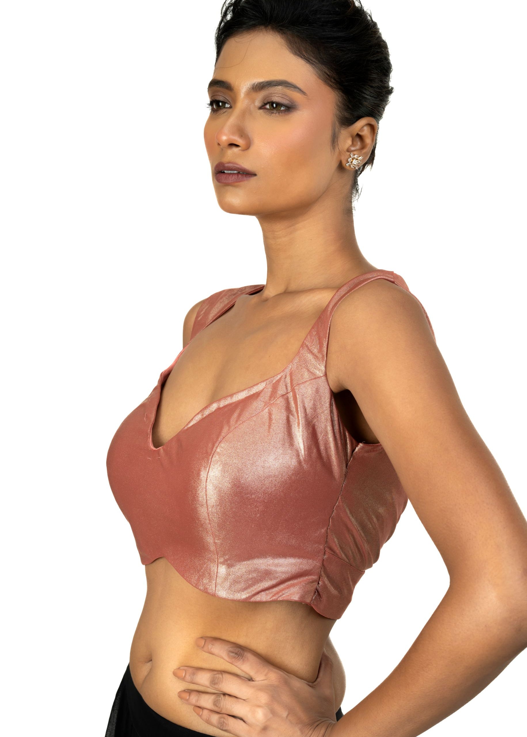Peach Sleeveless Tissue Blouse with Sweetheart Neckline - image 3