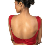 Red Sleeveless Cotton Silk Blouse with Sweetheart Neckline - image 5