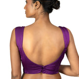 Purple Sleeveless Cotton Silk Blouse with Sweetheart Neckline - image 4
