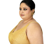 Golden Tissue Plus Size Sleeveless Blouse - Anvi Couture