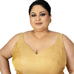 Golden Tissue Plus Size Sleeveless Blouse - Anvi Couture