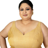 Golden Tissue Plus Size Sleeveless Blouse - Anvi Couture