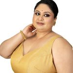 Golden Tissue Plus Size Sleeveless Blouse - Anvi Couture