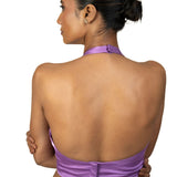 Lilac Purple Blouse with Halter Neckline - Anvi Couture
