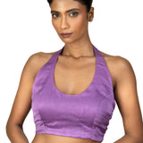 Lilac Purple Blouse with Halter Neckline - Anvi Couture