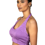 Lilac Purple Blouse with Halter Neckline - Anvi Couture