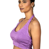 Lilac Purple Blouse with Halter Neckline - Anvi Couture
