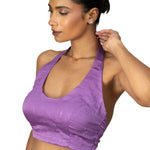 Lilac Purple Blouse with Halter Neckline - Anvi Couture
