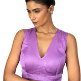 Lilac Purple V Neckline Blouse with Crepe Silk - image 1