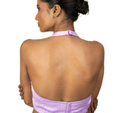 Light Purple Halter Neck Saree Blouse in Crepe Silk - Anvi Couture