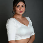 White Blouse in Cotton with Half Sleeves - Anvi Couture