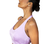 Light Purple Halter Neck Saree Blouse in Crepe Silk - Anvi Couture