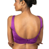 Violet U Neckline Sleeveless Blouse in Crepe Silk - Anvi Couture