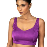 Violet U Neckline Sleeveless Blouse in Crepe Silk - Anvi Couture