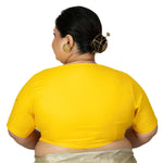 Yellow Plus Size Saree Blouse with V neckline - Anvi Couture