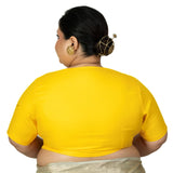 Yellow Plus Size Saree Blouse with V neckline - Anvi Couture