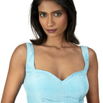 Sky Blue Sleeveless Sweetheart Neckline Saree Blouse - image 1