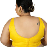 Yellow Sleeveless Plus Size Square Neckline Saree Blouse - Anvi Couture