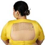 Yellow Sleeveless Plus Size U Neckline Saree Blouse - Anvi Couture