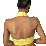 Yellow Halter Neck Blouse in Crepe Silk - Anvi Couture