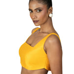 Mustard Yellow Square Neck Sleeveless Blouse - Anvi Couture