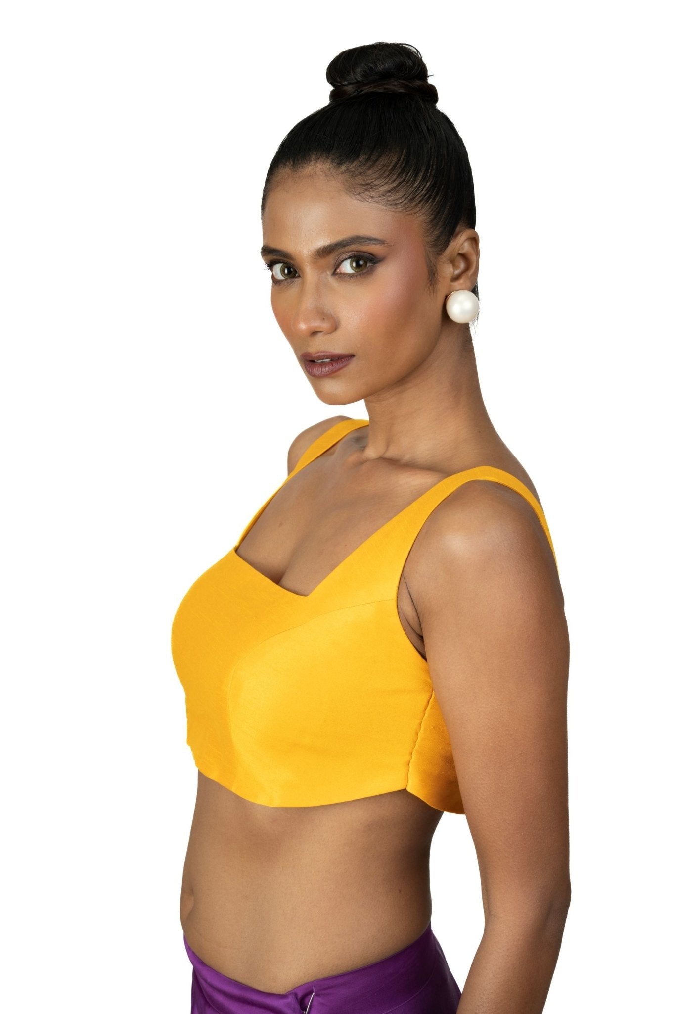 Mustard Yellow Square  Neck Sleeveless Blouse - image 3