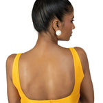 Mustard Yellow Square Neck Sleeveless Blouse - Anvi Couture